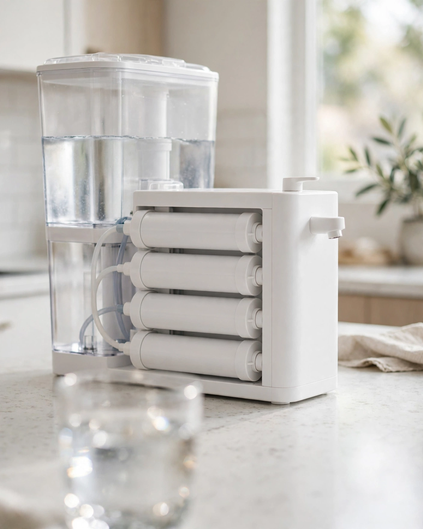 AquaTru Classic countertop reverse osmosis system on a kitchen counter