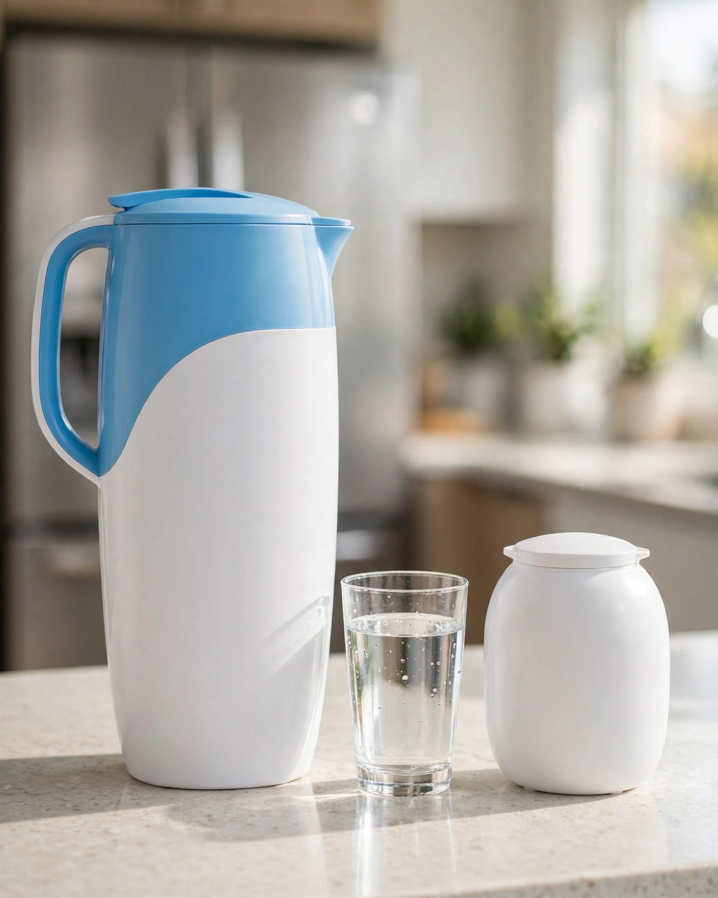 Brita Grand 10-cup pitcher beside a smaller Brita pitcher, showing the size difference