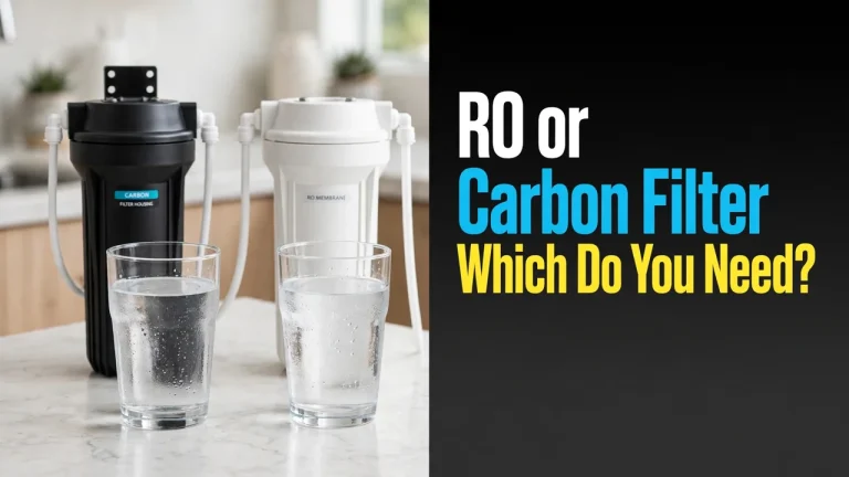 Do I need RO or a carbon filter — a carbon housing and an RO membrane housing side by side with two glasses of water