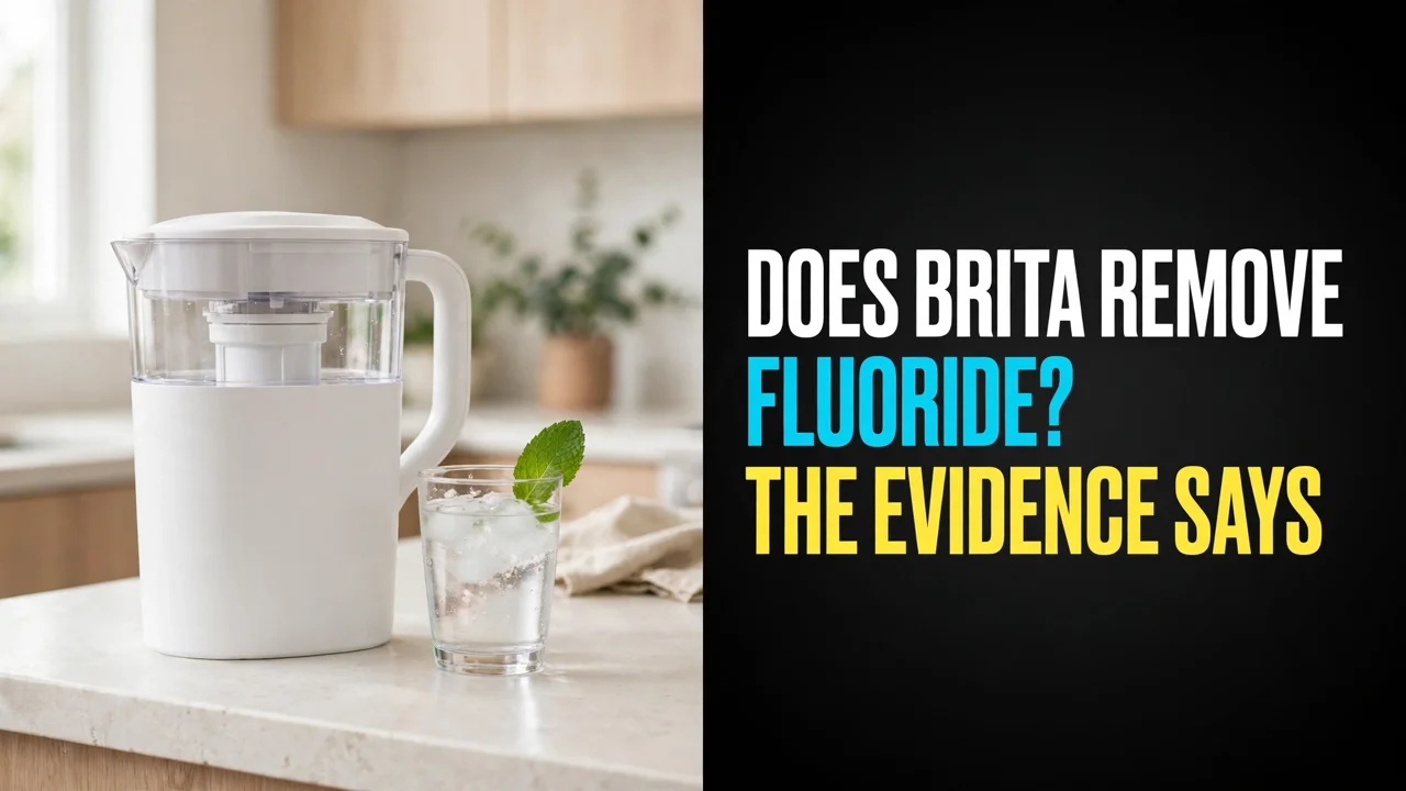 Does Brita remove fluoride — a white filter pitcher and a glass of iced water with mint on a kitchen counter