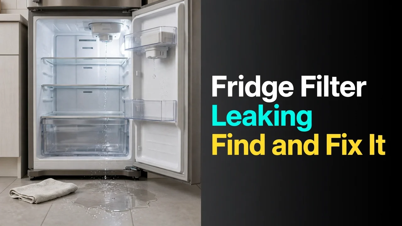 Fridge water filter leaking — puddle in front of the refrigerator, find and fix it