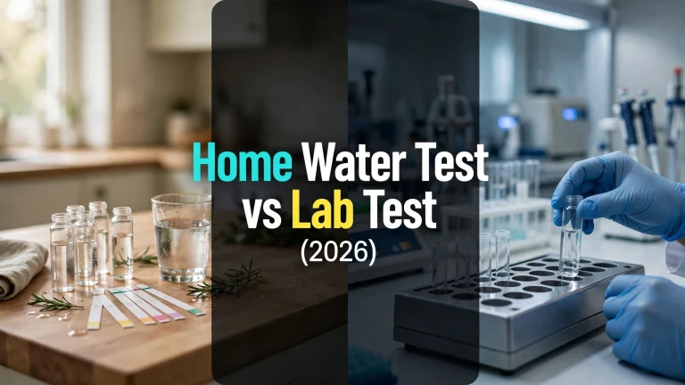 A DIY home testing scene beside a professional laboratory analysis scene