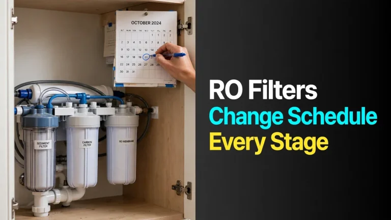 How often to change RO filters — owner marking the schedule on a calendar beside the system