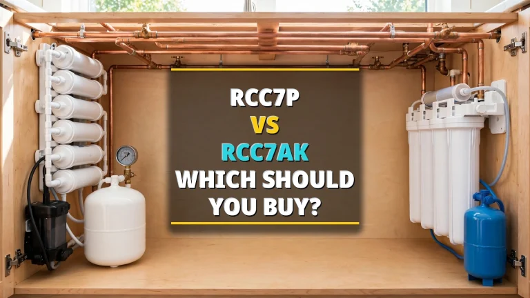 iSpring RCC7P vs RCC7AK comparison: booster pump unit versus alkaline remineralization unit under a sink