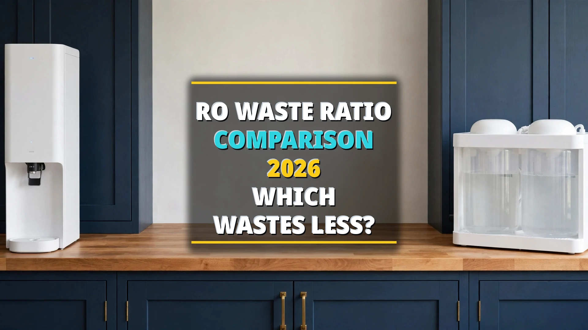 RO waste ratio compared and ranked 2026 — countertop RO units on a bright kitchen counter