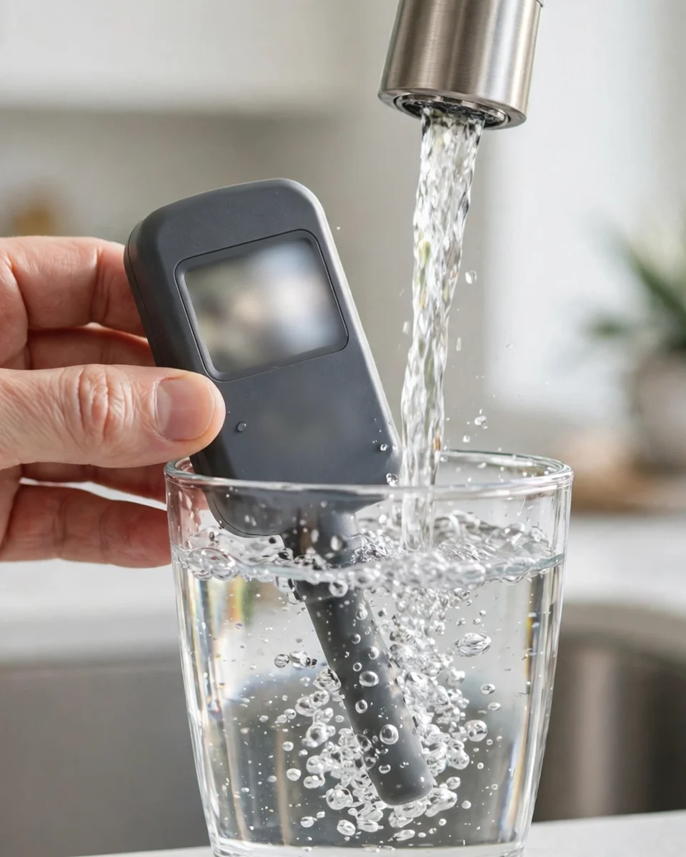 Testing RO water with a TDS meter — the rejection check that decides if the membrane is done