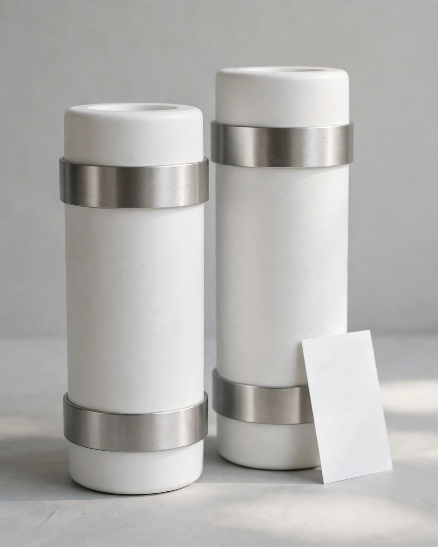 Two premium refrigerator cartridges with silver rings on a studio background