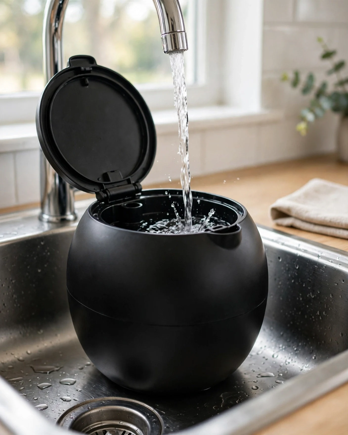 Filling the ZeroWater 12-Cup pitcher under a kitchen faucet
